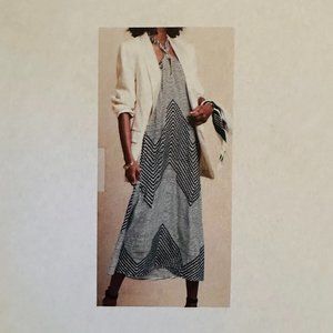 NWT Banana Republic Twist Neck Black/White Midi Dress Wrinkle Resistant